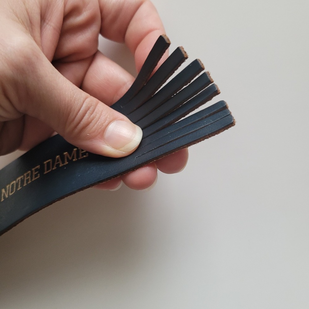 Vintage University Notre Dame‎ Bookmark Leather Fringe Black Gold Embossed - Picture 11 of 16